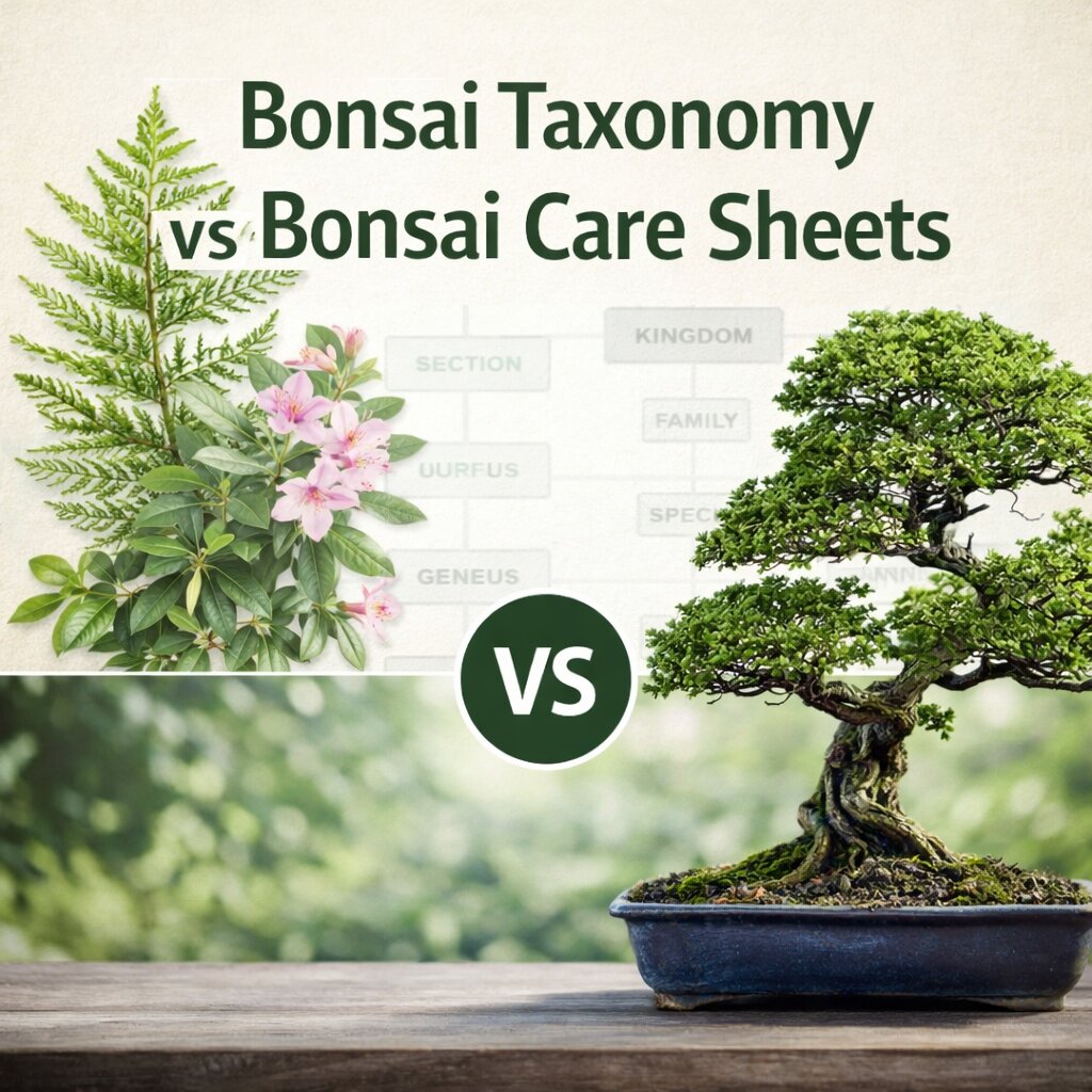Bonsai Taxonomy Series vs Bonsai Care Sheets