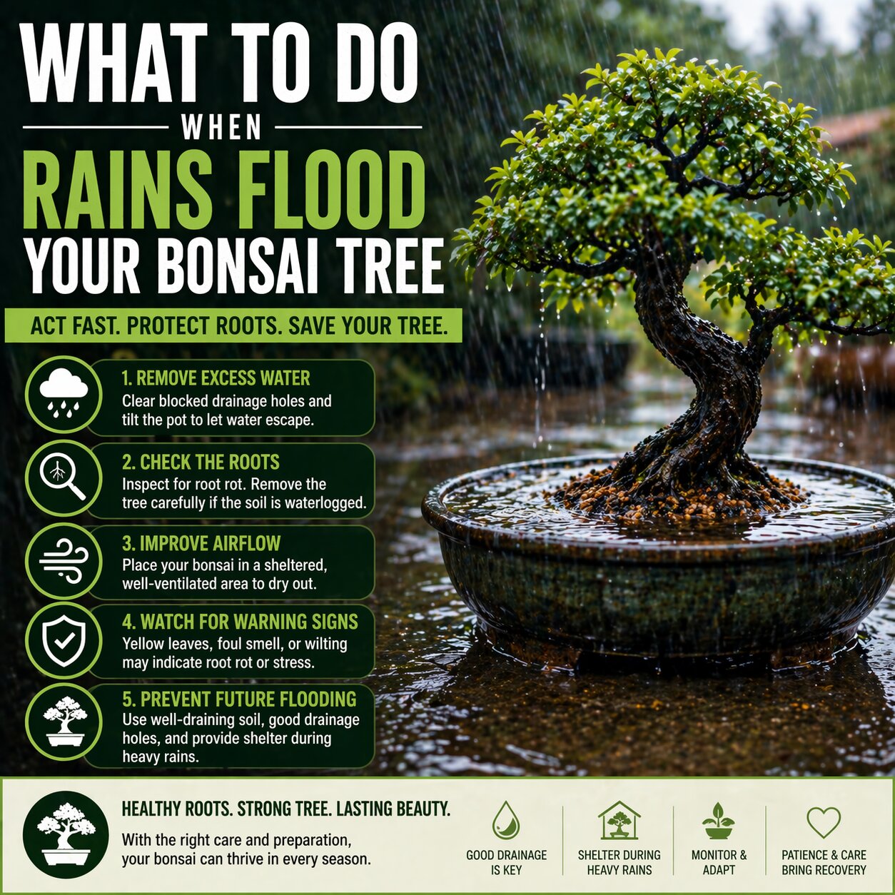 What to Do When Rains Flood Your Bonsai Tree