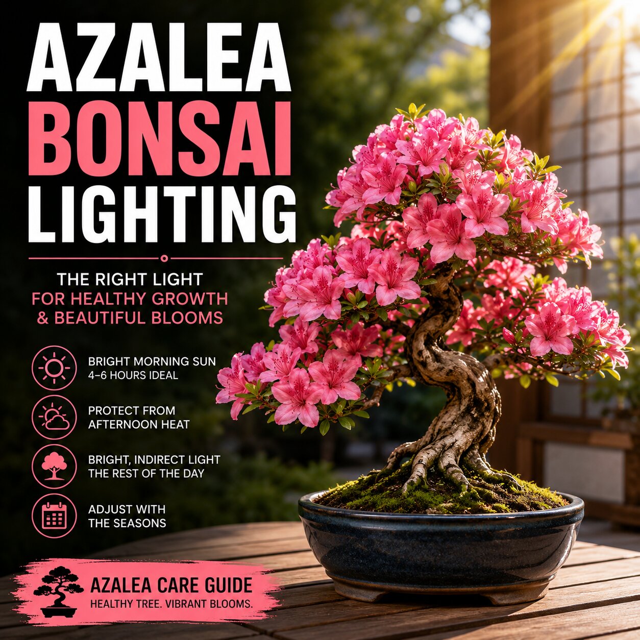 Azalea bonsai lighting