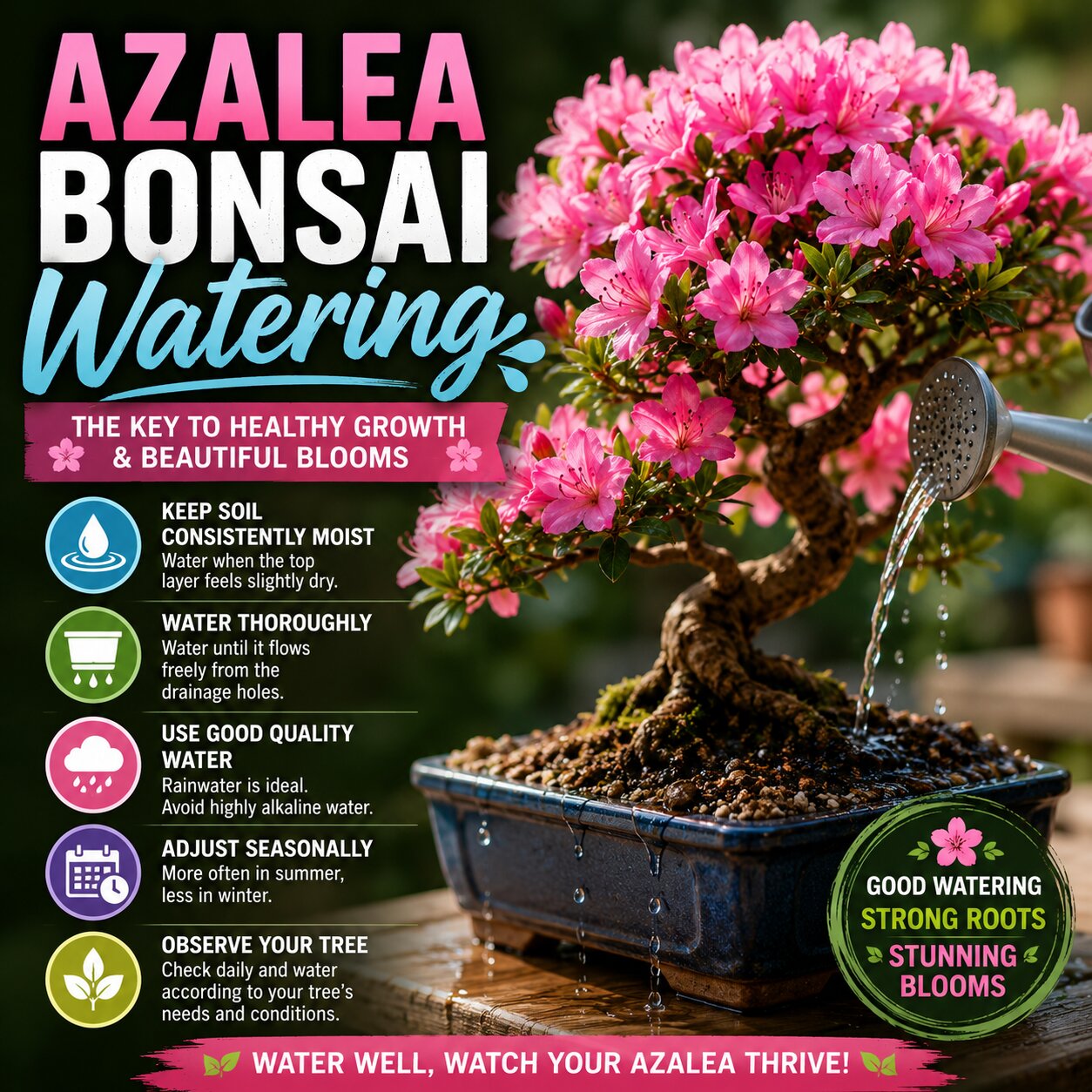 Azalea bonsai watering