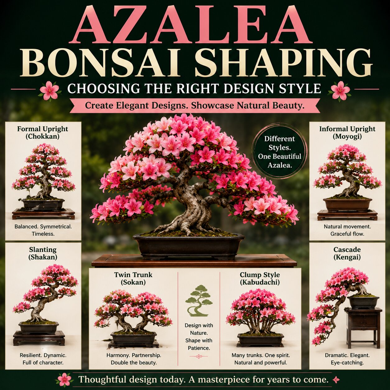 Azalea bonsai shaping