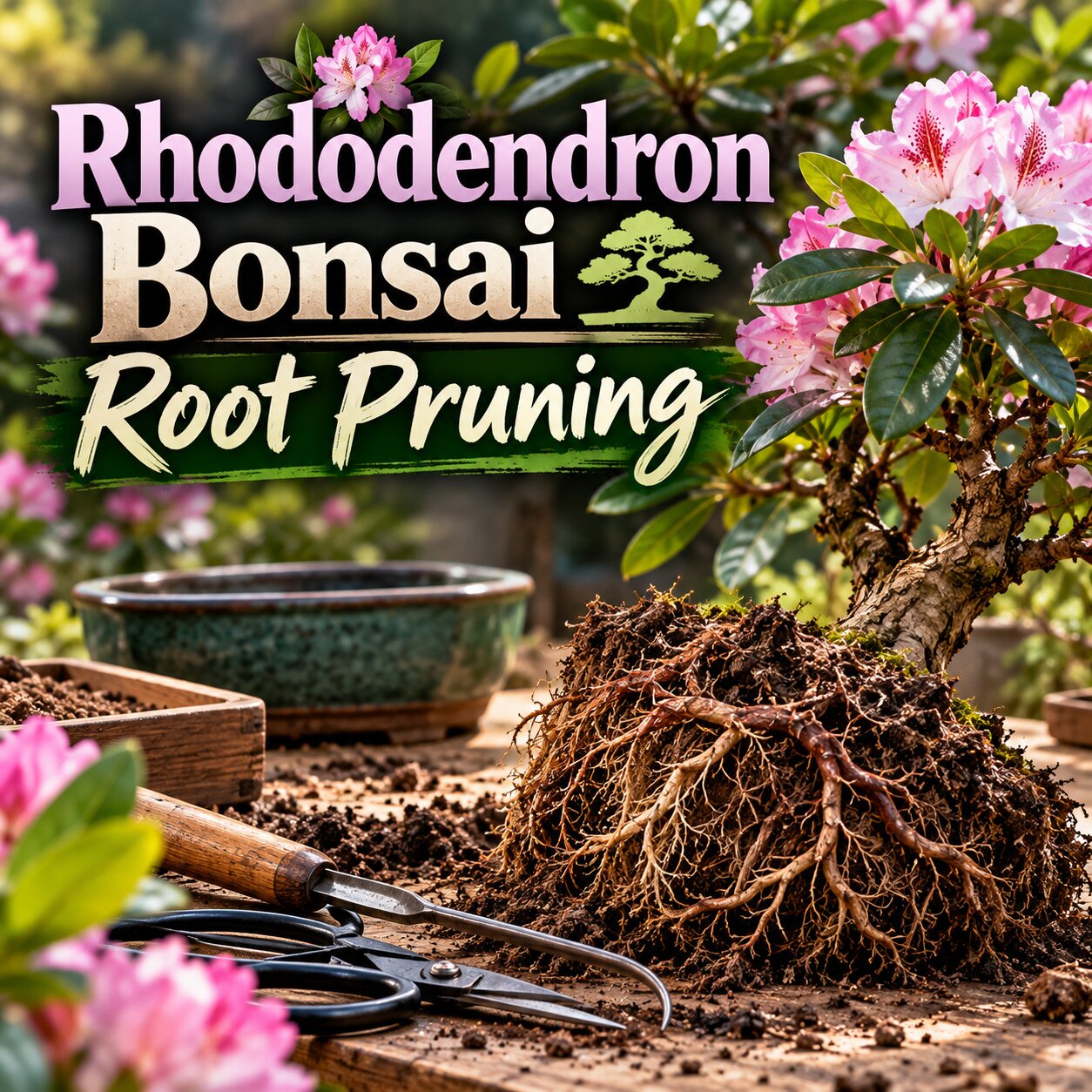 Rhododendron Bonsai Root Pruning